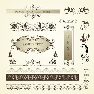 Vector set of ornate page decor elements clipart