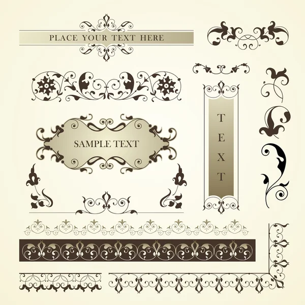 Vector set sierlijke pagina decor elementen — Stockvector