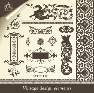 Set of retro design elements clipart