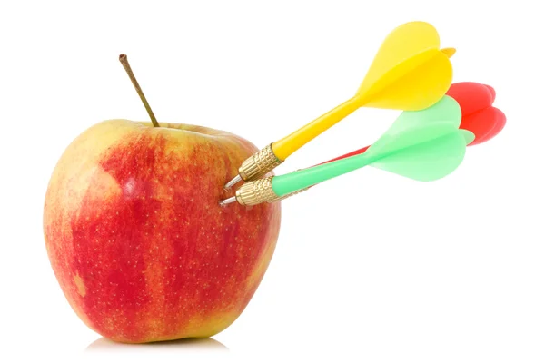 Apfel mit drei Darts — Stockfoto