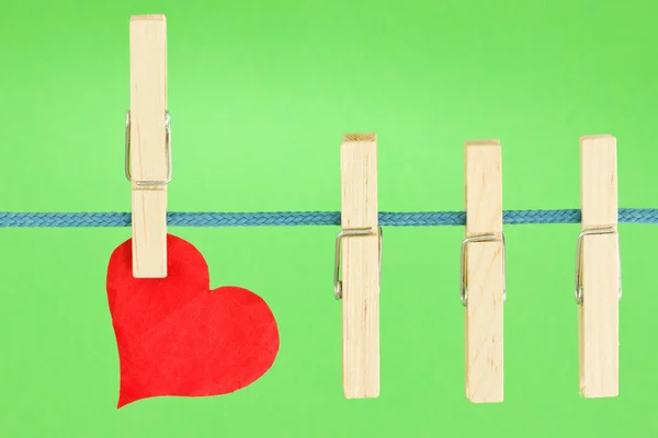 Clothesline with a red heart — Stock Photo, Image