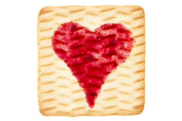 Cookie with blueberry jam heart — Zdjęcie stockowe