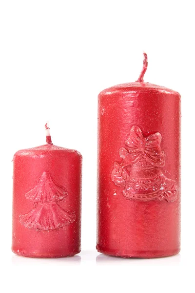 Deux bougies rouges de Noël Image En Vente