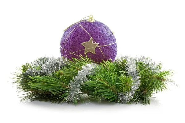 Bauble and artificial wreath — Stock Photo, Image