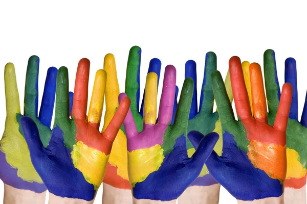 Group of painted hands — Stock Photo, Image
