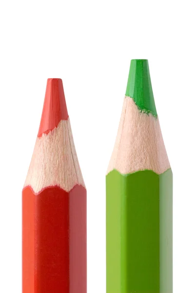 Piros és zöld ceruza — Stock Fotó