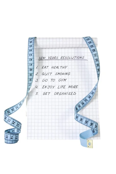 List of resolutions with measure tape — Stock Photo, Image