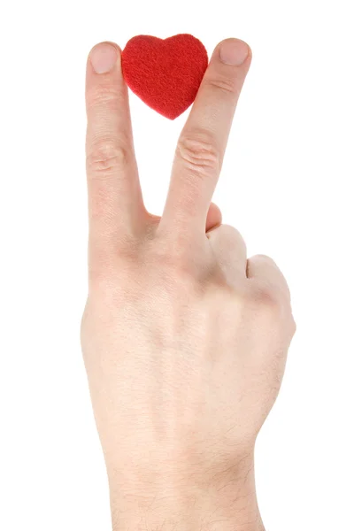 Hand mit Herz weiß — Stockfoto