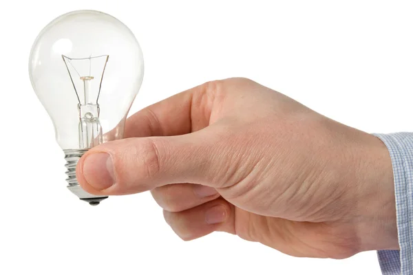 Man holding light bulb — Stock Photo, Image