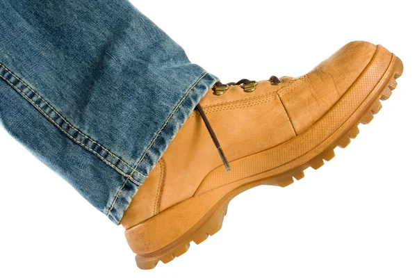 Male foot in brown shoe — Stock Photo, Image
