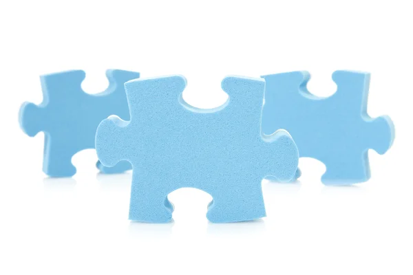 stock image Three blue puzzle pieces