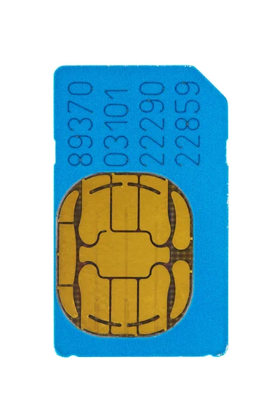 Μπλε gsm τηλέφωνο κάρτα sim — Φωτογραφία Αρχείου