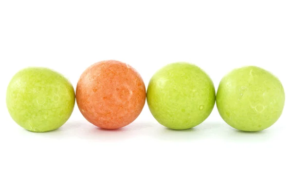 Row of chewing gum balls — Stock Photo, Image