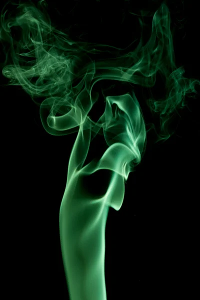 Green smoke on black — Stock Photo, Image
