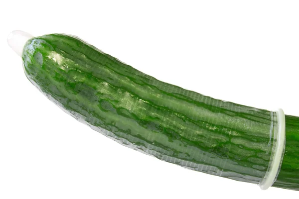 Cucumber in a condom — Stock Photo, Image