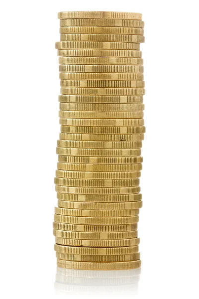 Grote stapel van gele munten — Stockfoto