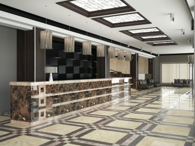 Modern lobby for hotel clipart