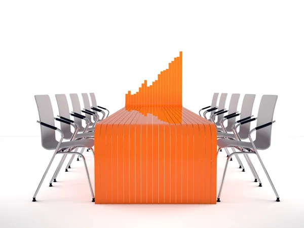 Bar graph table and chairs on white background — Stock Photo, Image