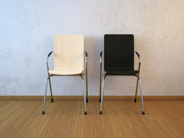 stock image Two chair on white wall