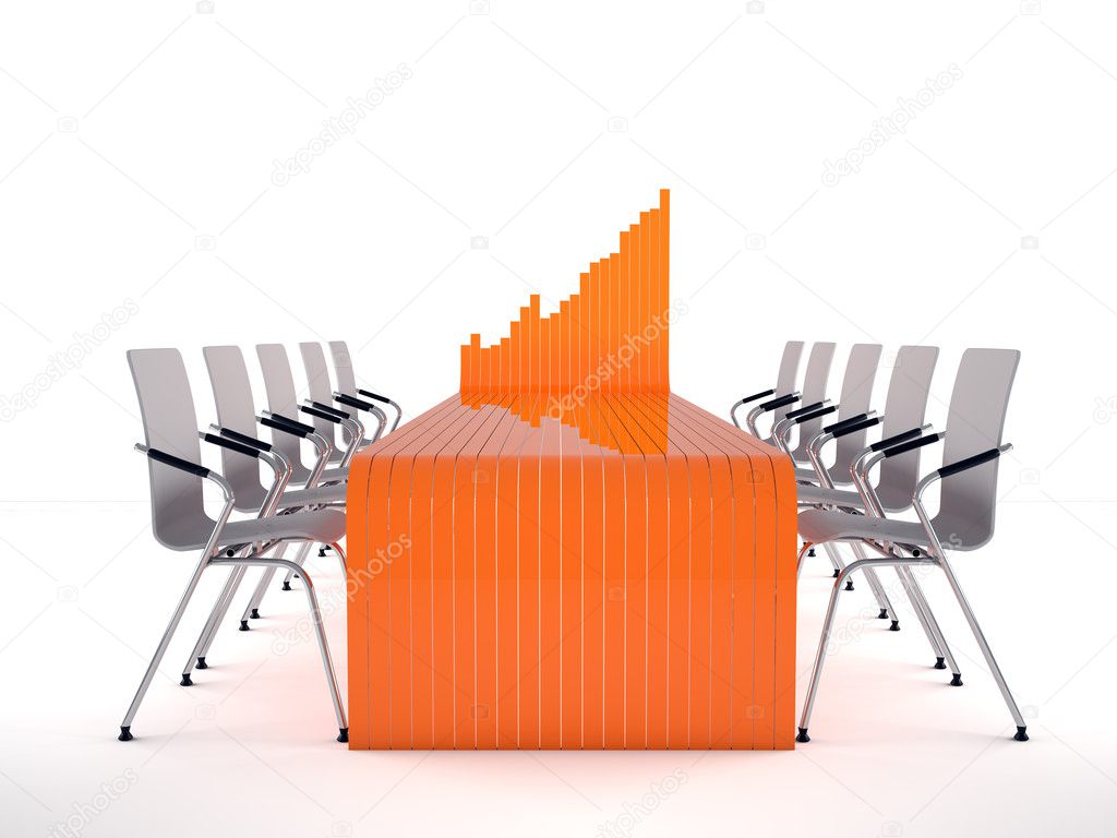 Bar graph table and chairs on white background
