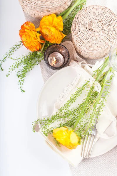 Festive table setting with flowers — Stock Photo, Image