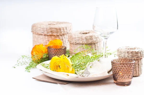 stock image Festive table setting with flowers