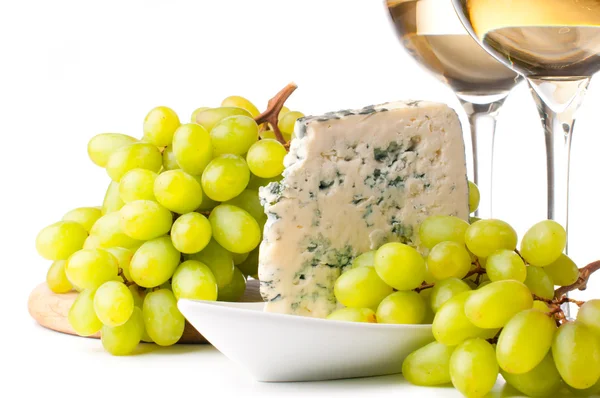 Kék sajt és a szőlő — Stock Fotó