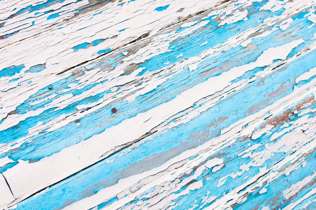 Old wood painted blue and white
