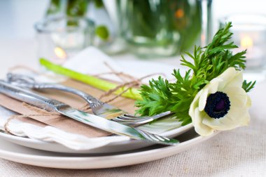 Closeup of holiday table setting clipart