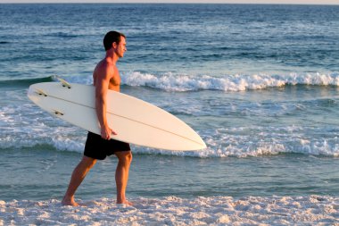 Surfer Walking Beach clipart