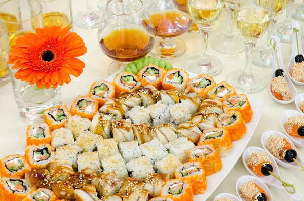 Sushi buffet table
