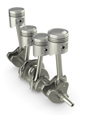 Pistons and crankshaft. four cylinder engine. clipart