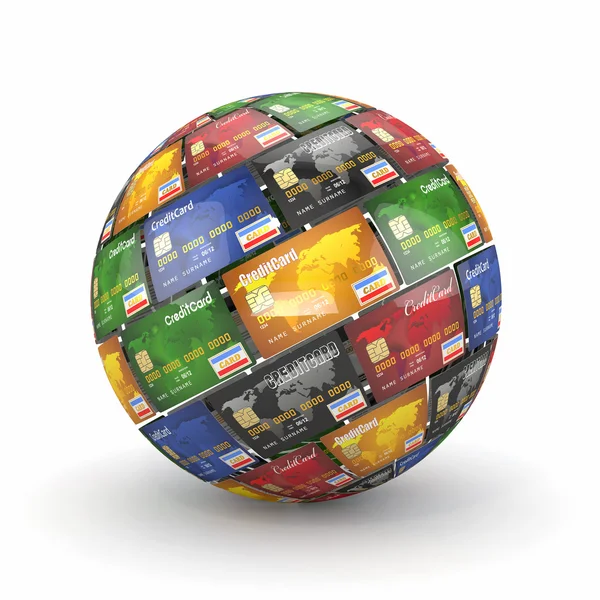 Sphère ou globe de cartes de crédit — Photo