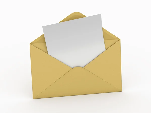 Mail. Plicul şi scrisoarea goală. 3d — Fotografie, imagine de stoc