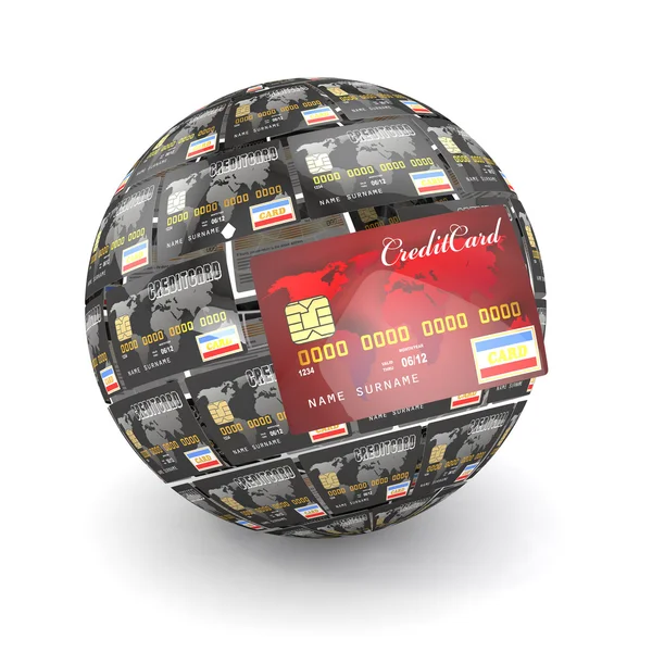 Sphere or globe from credit cards — Stock Photo, Image