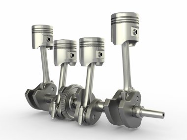 Pistons and crankshaft. four cylinder engine. clipart