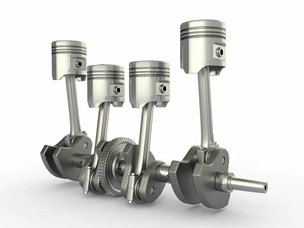 Pistons and crankshaft. four cylinder engine. — Stock Photo, Image