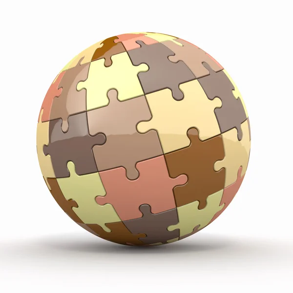 Globus oder Kugel aus Puzzles auf weißem Hintergrund — Stockfoto