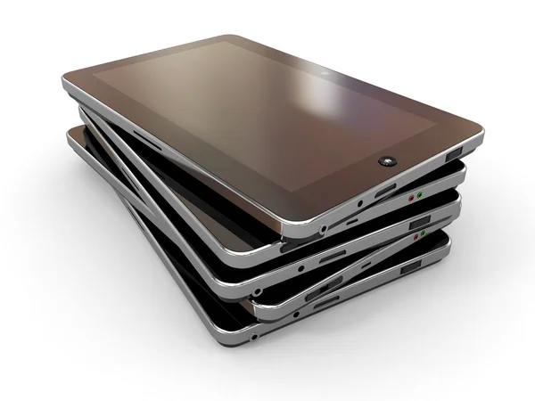 Gruppe von Tablet-PC auf weißem, isoliertem Hintergrund — Stockfoto