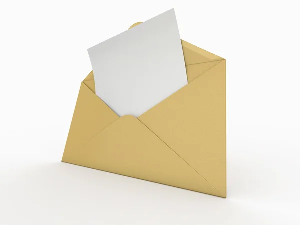Pošta. obálka a prázdný dopis. 3D — Stock fotografie