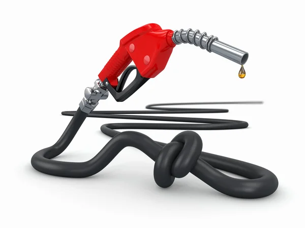 Energy crisis. Gas pump nozzle tied in a knot. — Stock Photo, Image