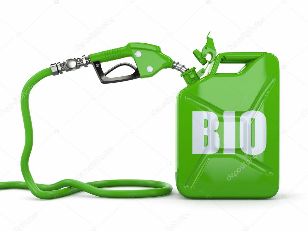 Biofuel. Gas pump nozzle and jerrycan