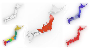 beyaz izole arka planda Japonya Haritası