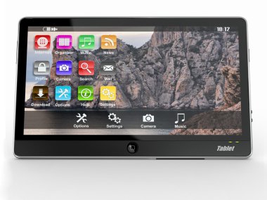 beyaz zemin üzerine tablet pc. 3D