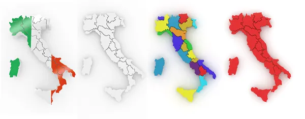 Three-dimensional map of Italy on white isolated background — Stock Photo, Image
