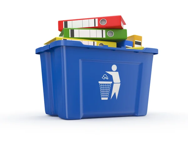 Folders in recycle bin. 3d — Stock Photo, Image