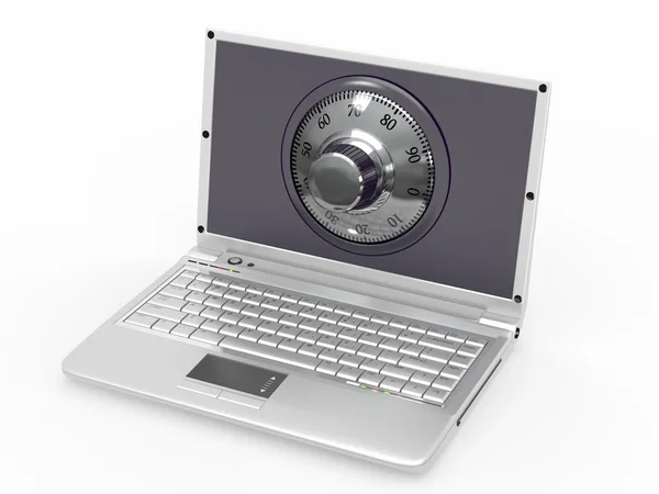 Laptop con serratura di sicurezza in acciaio. Password — Foto Stock