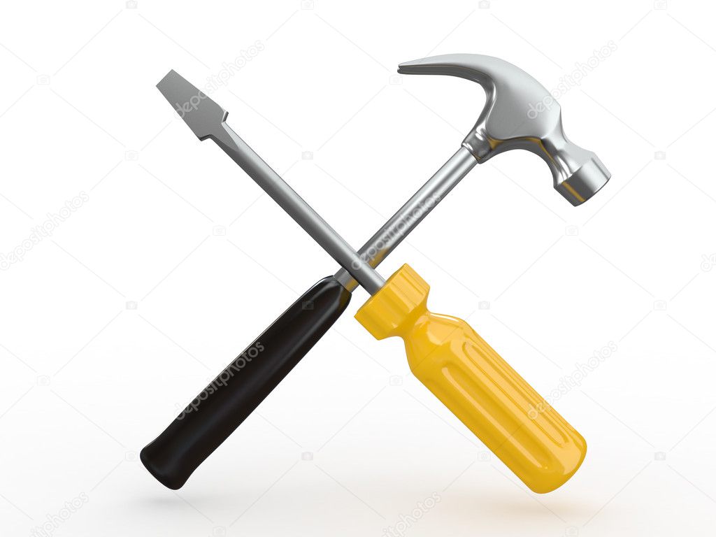 Utility. Tools, screwdriver and hammer.