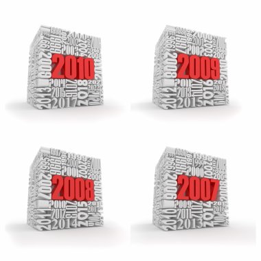 Yeni yıl 2010, 2009, 2008 ve 2007.