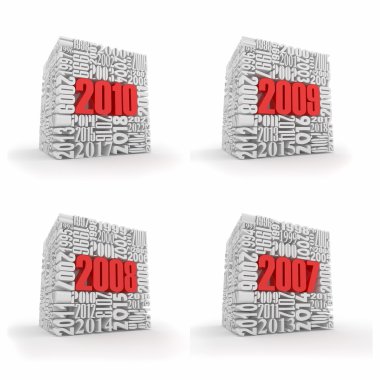 New year 2010, 2009, 2008, 2007. clipart